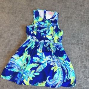 Lilly Pulitzer parrot pattern silk dress